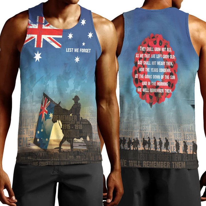 Rugbylife Clothing - Anzac Lest We Forget The Light Horse Men Tank Top | Rugbylife.co
