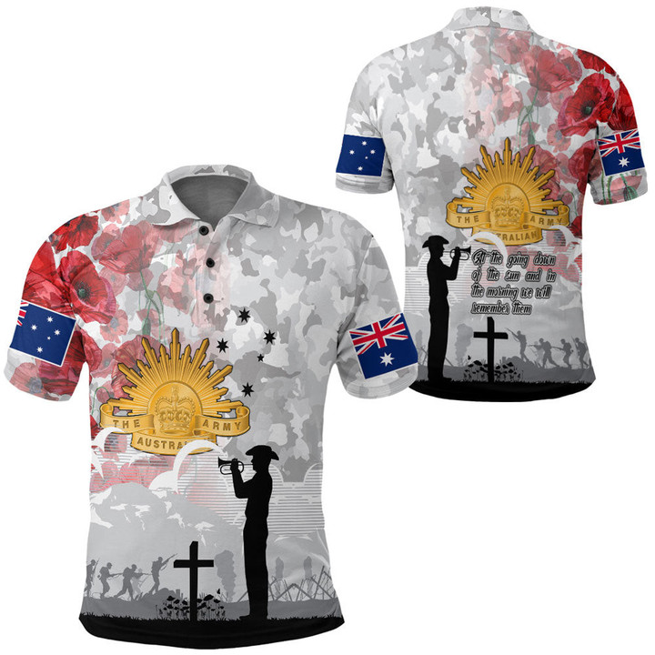 Anzac Day Lest We Forget Camouflage & Poppy Polo Shirt