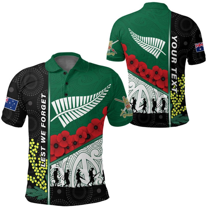(Custom) Australia Indigenous & New Zealand Maori Anzac Polo Shirt