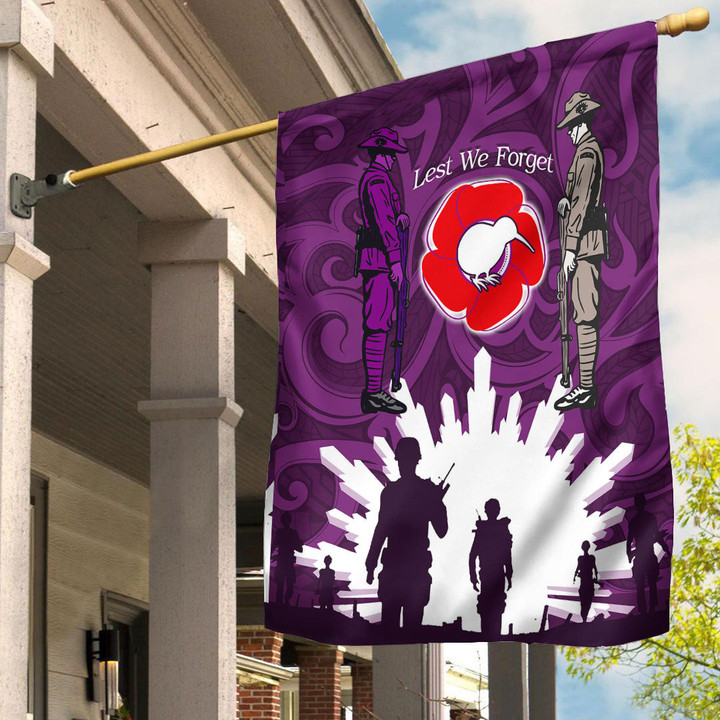 (Custom) New Zealand Anzac Walking In The Sun Purple Flag | Rugbylife.co
