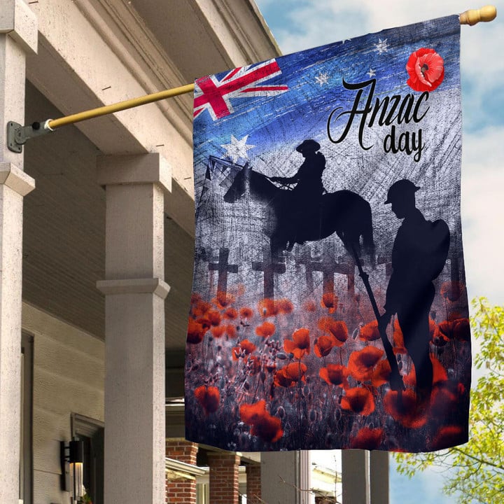Anzac Day Lest We Forget Vintage Poppies Flag | Rugbylife.co
