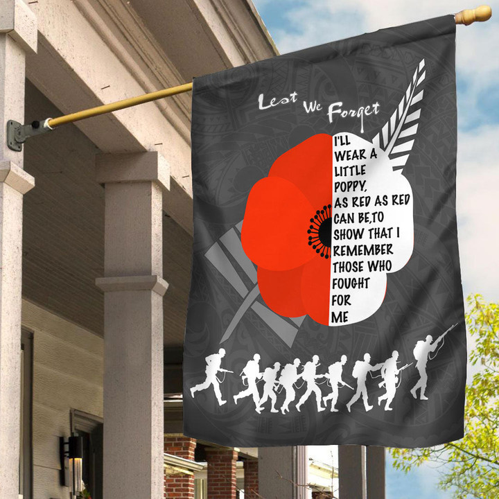 (Custom) New Zealand Anzac Red Poopy Flag | Rugbylife.co
