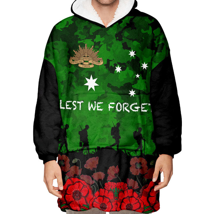 Australia Anzac Day Camouflage & Poppy Oodie Blanket Hoodie | Rugbylife.co
