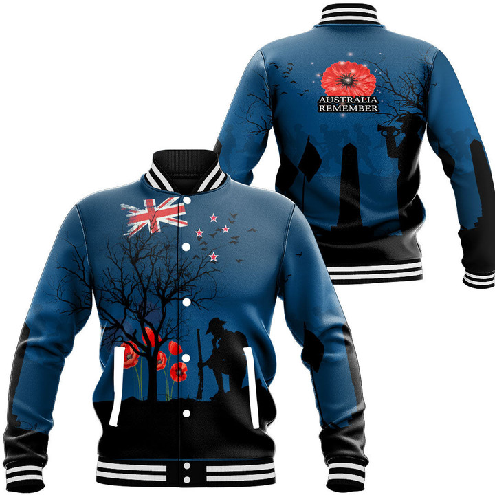 New Zealand Anzac Lest We Forget Remebrance Day Baseball Jacket | Rugbylife.co
