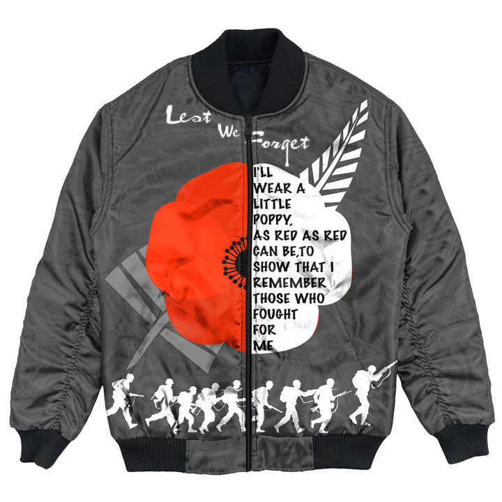 (Custom) New Zealand Anzac Red Poopy Bomber Jacket | Rugbylife.co

