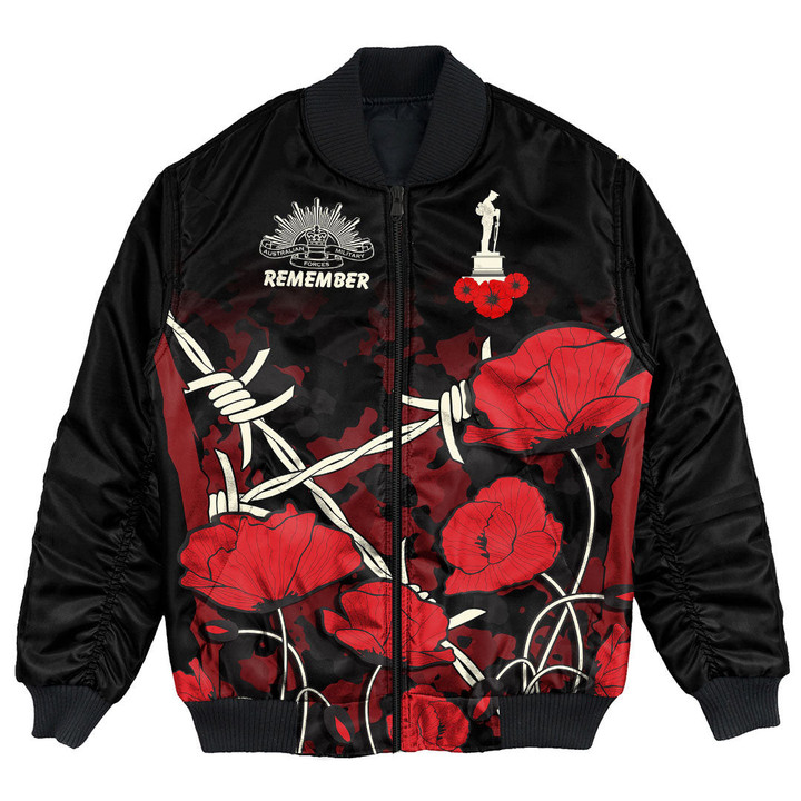 Anzac Day Camouflage Poppy & Barbed Wire Bomber Jacket | Rugbylife.co
