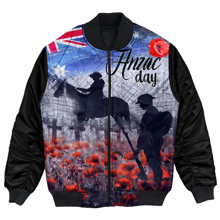 Anzac Day Lest We Forget Vintage Poppies Bomber Jacket | Rugbylife.co
