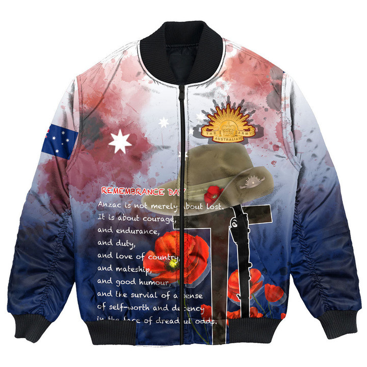(Custom) Anzac Day Remembrance Day Qoute Bomber Jacket | Rugbylife.co
