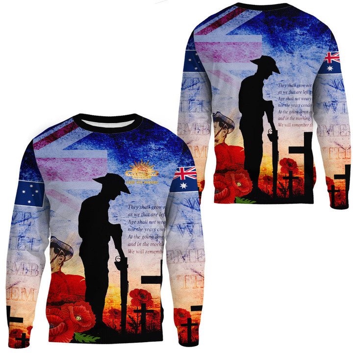 Anzac Day Australia Soldier We Will Rememer Them.Sweatshirt | Rugbylife.co
