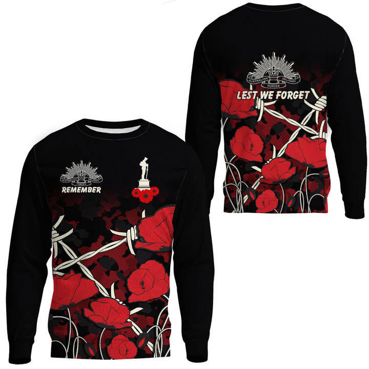 Anzac Day Camouflage Poppy & Barbed Wire.Sweatshirt | Rugbylife.co

