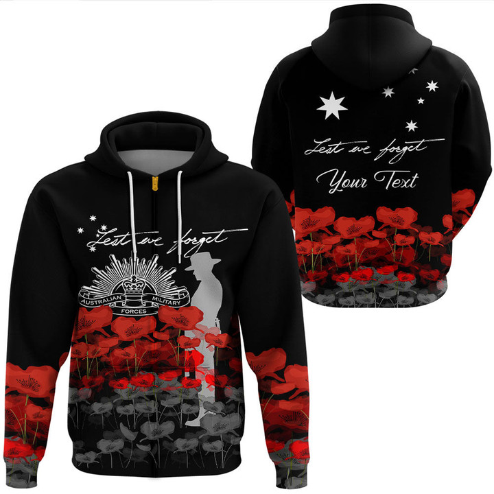 (Custom) Australian Military Forces Anzac Day Lest We Forget Hoodie  | Rugbylife.co
