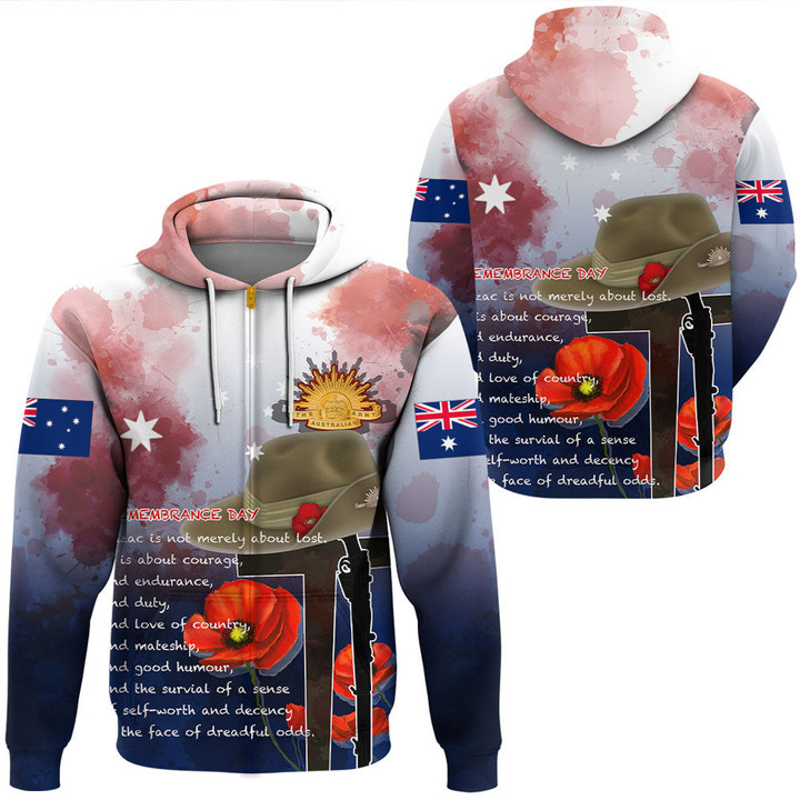 Anzac Day Remembrance Day Qoute Hoodie  | Rugbylife.co

