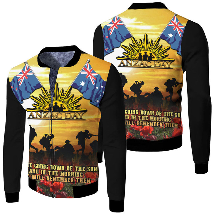 Anzac Day Soldier Going Down of The Sun Fleece Winter Jacket  | Rugbylife.co
