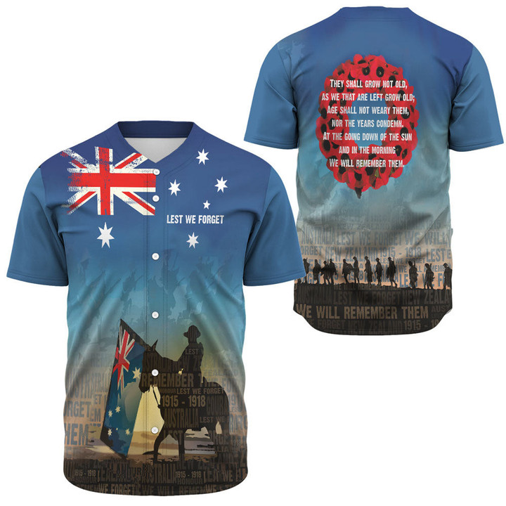 Anzac Lest We Forget The Light Horse Baseball Jersey | Rugbylife.co
