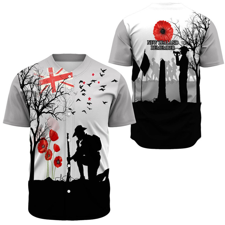 New Zealand Anzac Lest We Forget Remebrance Day White Baseball Jersey | Rugbylife.co
