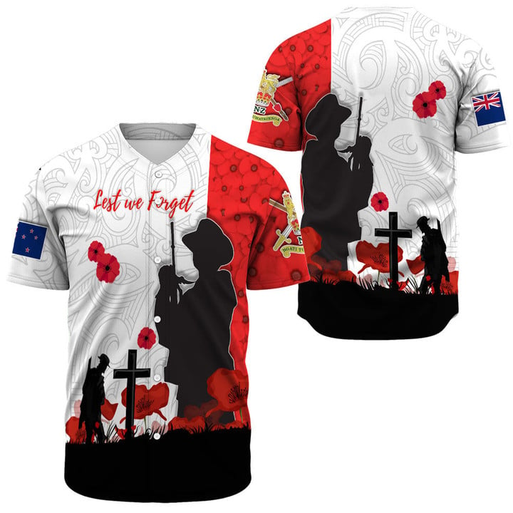 New Zealand Anzac Lest We Forget Baseball Jersey | Rugbylife.co
