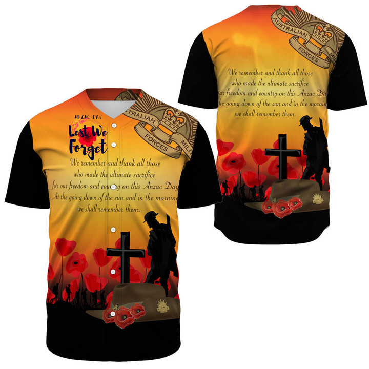 Anzac Day We Shall Remember Them Baseball Jersey | Rugbylife.co
