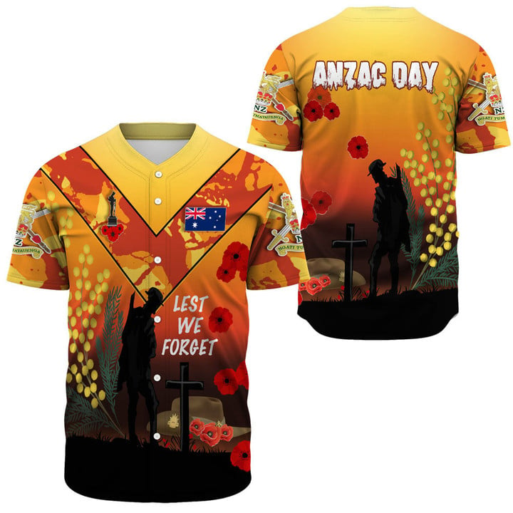 Australia Anzac Lest We Forget 2022 - Orange Baseball Jersey | Rugbylife.co
