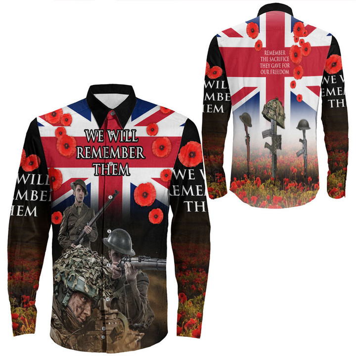 Rugbylife Clothing - Remember The Sacrifice They Gave For Out Freedom Long Sleeve Button Shirt | Rugbylife.co
