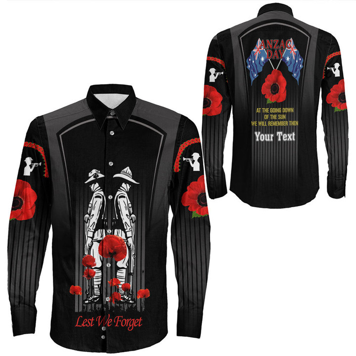 Rugbylife Clothing - (Custom) Anzac Remembrance Day Lest We Forget Long Sleeve Button Shirt | Rugbylife.co
