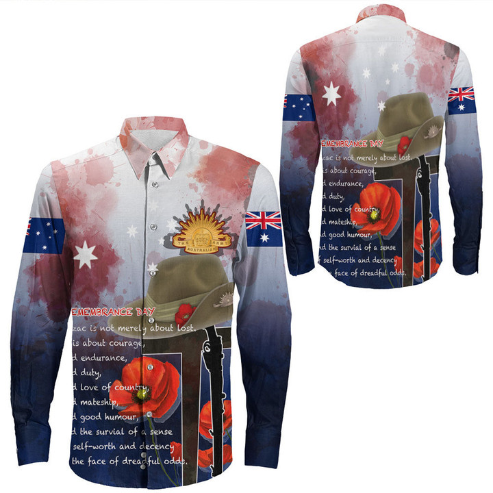 Rugbylife Clothing - Anzac Day Remembrance Day Qoute Long Sleeve Button Shirt | Rugbylife.co
