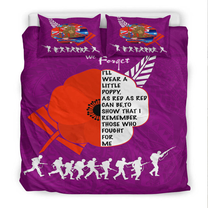 Rugbylife Bedding Set - New Zealand Anzac Red Poopy Purple Bedding Set | Rugbylife.co
