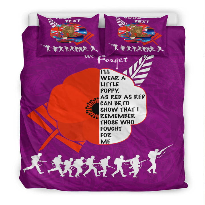 Rugbylife Bedding Set - (Custom) New Zealand Anzac Red Poopy Purple Bedding Set | Rugbylife.co
