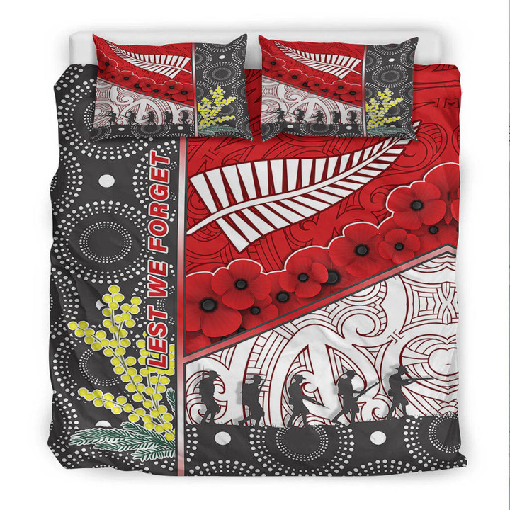Rugbylife Bedding Set - Australia Indigenous & New Zealand Maori Anzac (Red) Bedding Set | Rugbylife.co
