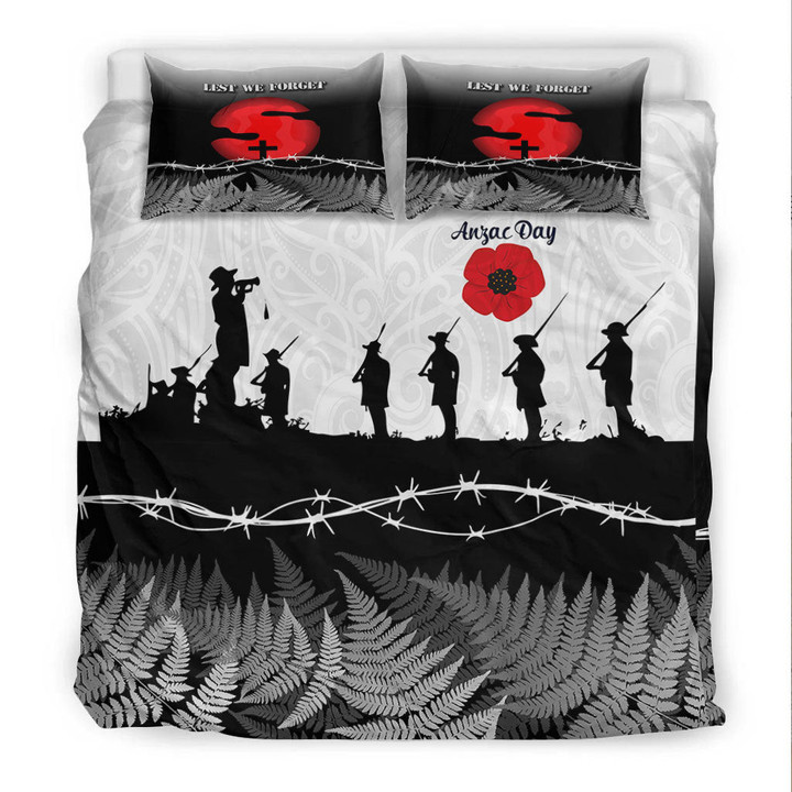 Rugbylife Bedding Set - New Zealand Anzac Day Silhouette Soldier Bedding Set | Rugbylife.co
