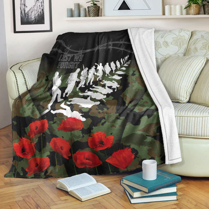 Rugbylife Blanket - New Zealand Anzac Lest We Forget Poppy Camo Premium Blanket | Rugbylife.co
