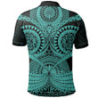 Polynesian Tattoo Print Polo Shirt Turquoise 2 TH5 - 1st New Zealand