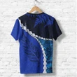 Paua Shell Maori Silver Fern T Shirt Cobalt K5 - 1st New Zealand