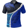 Paua Shell Maori Silver Fern Polo Shirt Cobalt K5 - 1st New Zealand