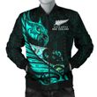 New Zealand Bomber Jacket for Men Manaia Paua Fern Wing - Turquoise K4 - 1st New Zealand