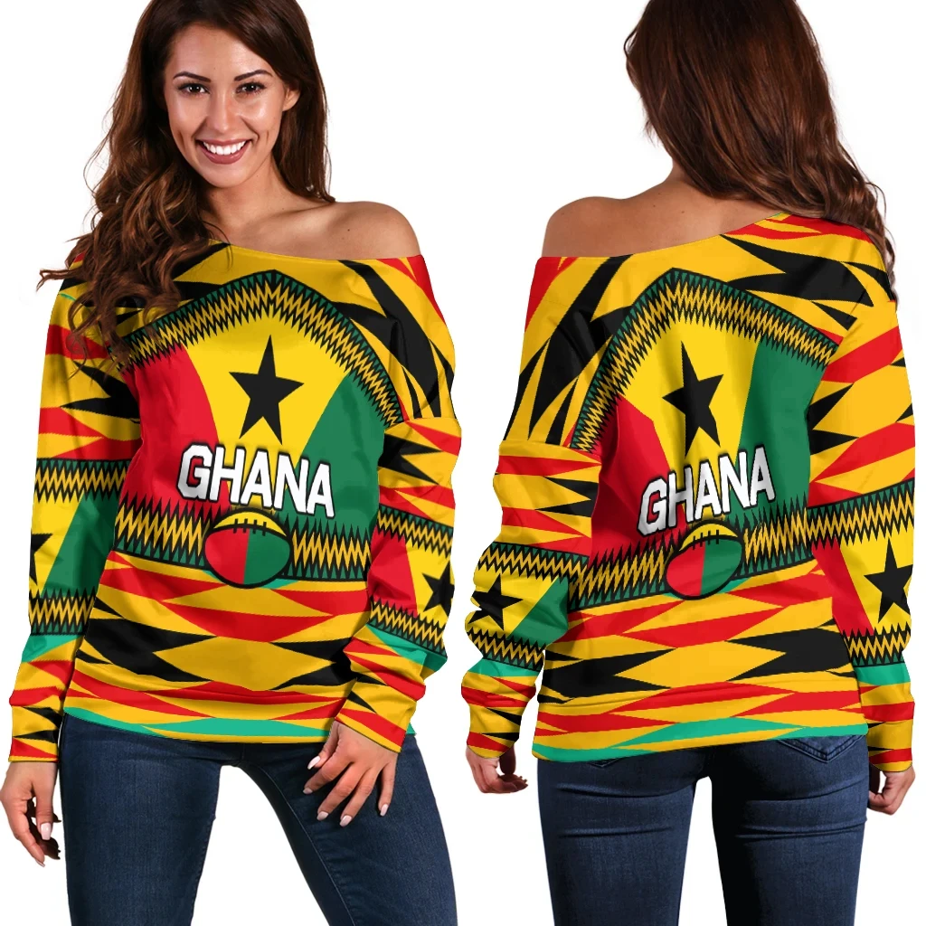 Ghana Rugby Women's Off Shoulder Sweater TH4