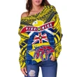 Niue Rugby Off Shoulder Sweater Polynesian Crab Map Front | Rugbylife.co