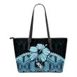 Tonga Small Leather Tote - Hibiscus (Turquoise) A02