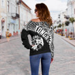 Tonga Polynesian Women's Off Shoulder Sweater Coat Of Arms - Wave Style White