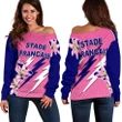 Stade Français Women's Off Shoulder Sweater Pink Lillies