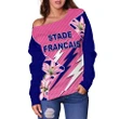 Stade Français Women's Off Shoulder Sweater Pink Lillies TH4