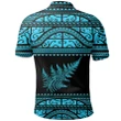 Aotearoa New Zealand Maori Polo Shirt Silver Fern - Blue K4x - 1st New Zealand