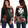 Wallis And Futuna Hibiscus Off Shoulder Sweater A7 | rugbylife.co