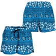 Fiji Women's Shorts Tapa Hibiscus Blue A7