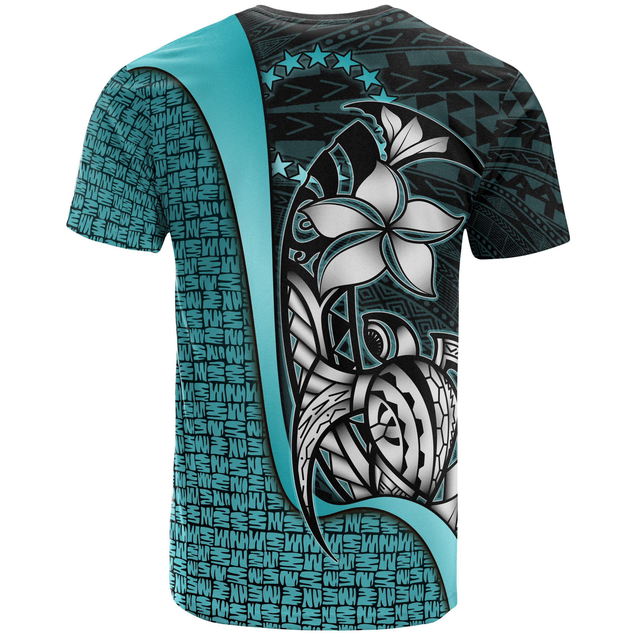 Cook Islands Polynesian Custom Personalised T-Shirt Turquoise - Turtle with Hook