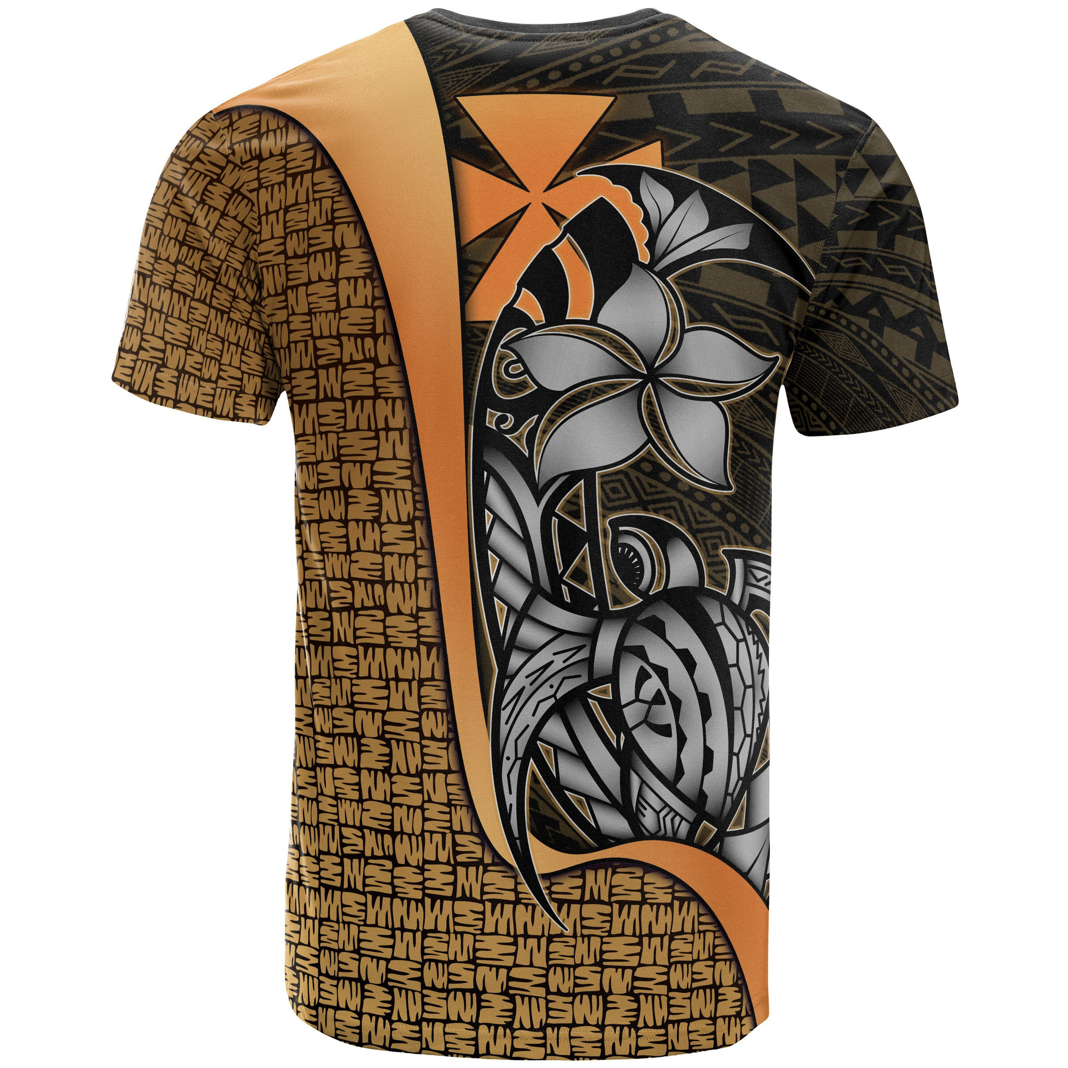 Wallis and Futuna Polynesian Custom Personalised T-Shirt Gold - Turtle with Hook
