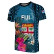 Fiji T-Shirt Coat Of Arms Polynesian With Hibiscus And Waves TH4