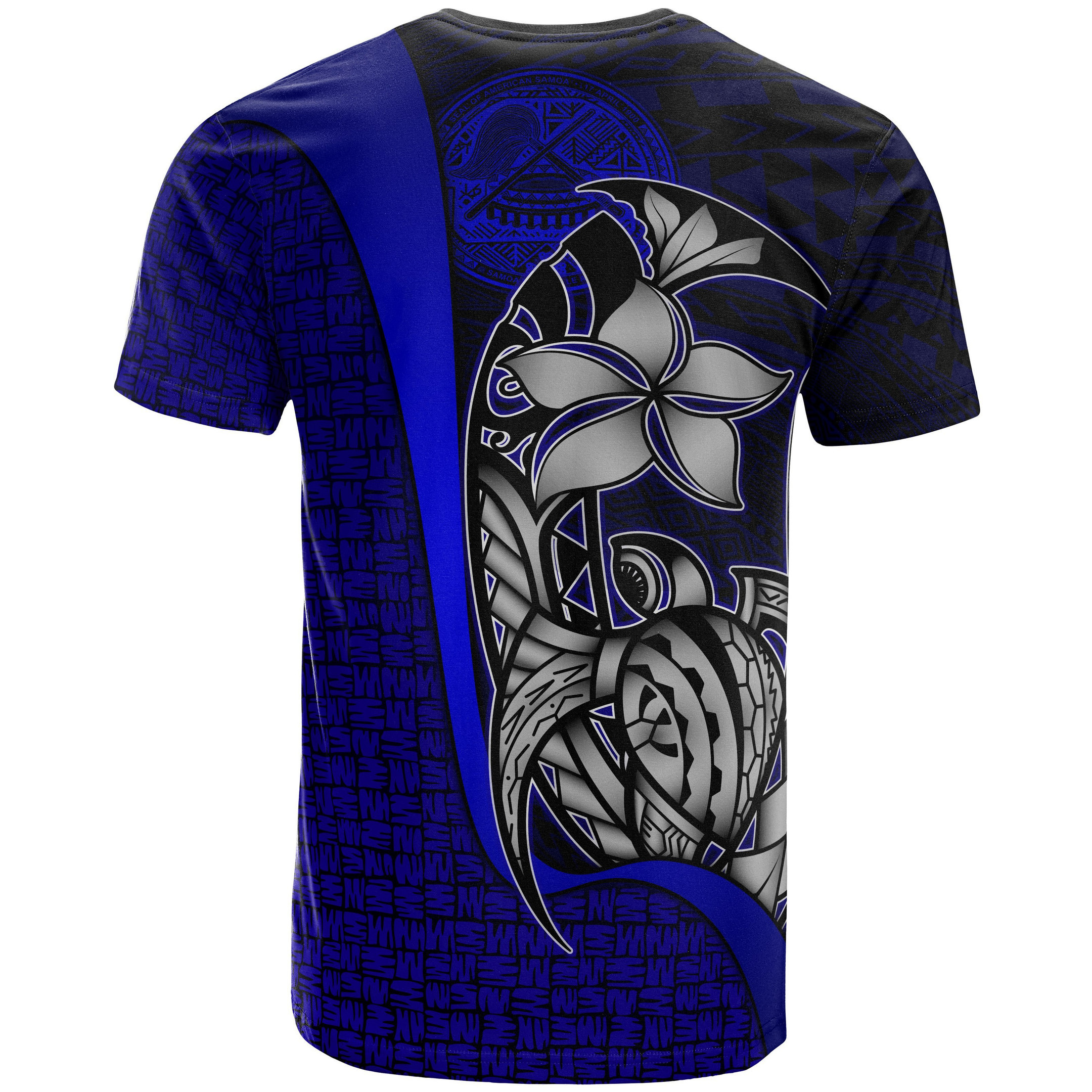 American Samoa Polynesian Custom Personalised T-Shirt Blue - Turtle with Hook - BN11