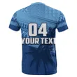 (Custom Personalised)Fiji Rugby Makare And Tapa Patterns T-Shirt Blue TH4
