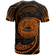 American Samoa Polynesian Custom Personalised T-Shirt - Orange Tribal Wave - BN12