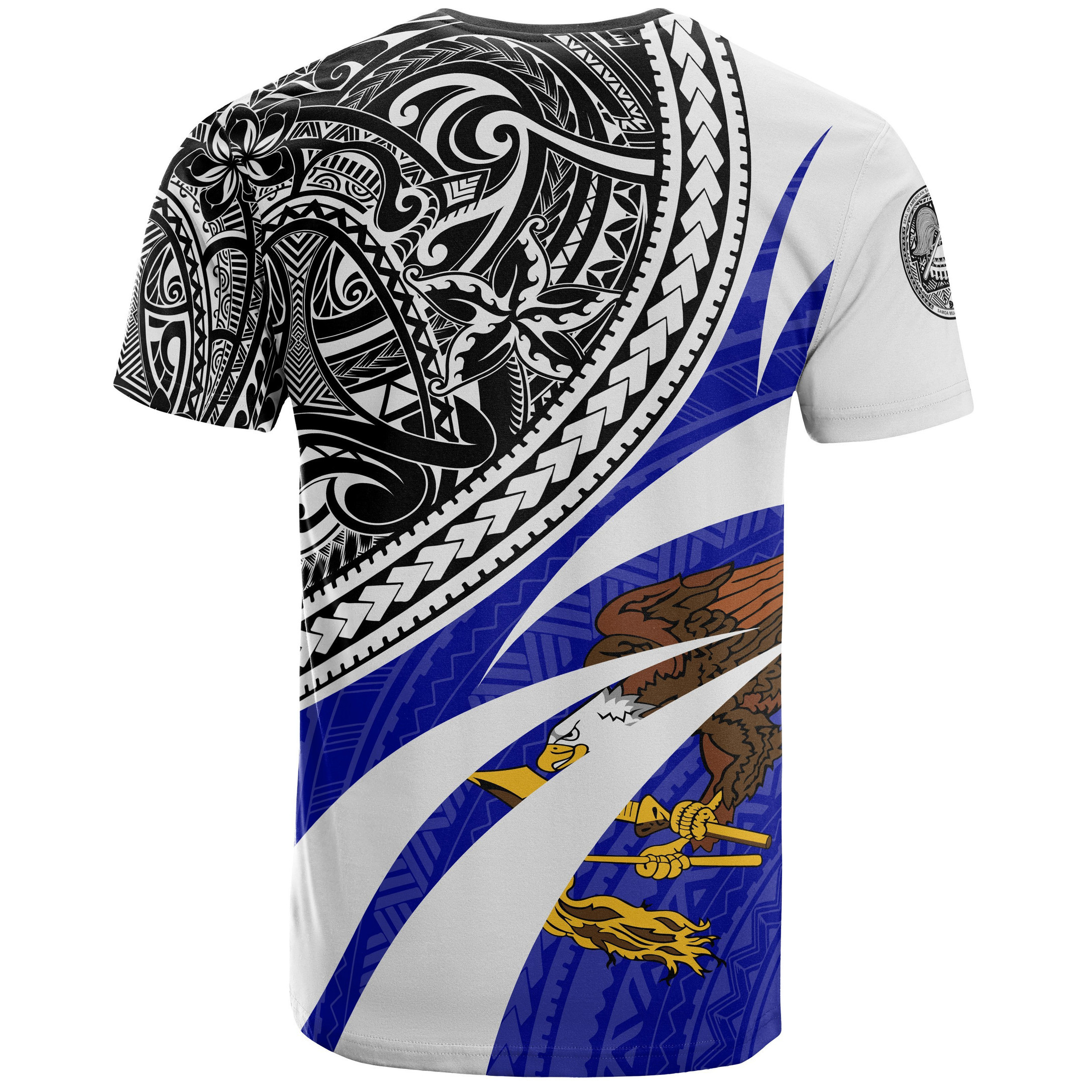 American Samoa Polynesian T-Shirt - Blue Floral Pattern - BN11